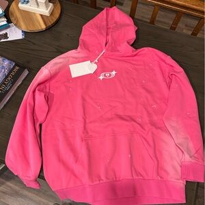 SMALL Aelfric Eden Pink Splash-Ink Washed Hoodie